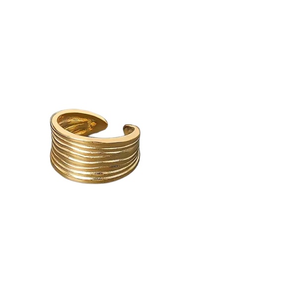 Gold Wide Face Open Back Cuff Ring - Picture 7 of 11